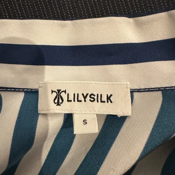 NWOT - Lillysilk Amalfi Stripe Silk Shirt - Picture 5 of 11